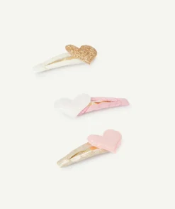 Lot de 3 barrettes cœur bébé fille