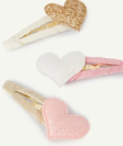 Lot de 3 barrettes cœur bébé fille