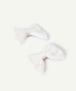 Lot de barrettes en tissu blanc pour fille