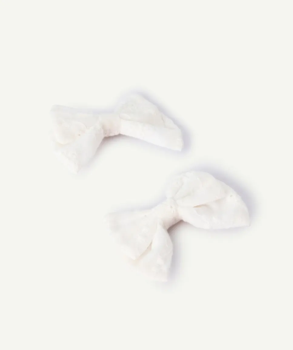 Lot de barrettes en tissu blanc pour fille