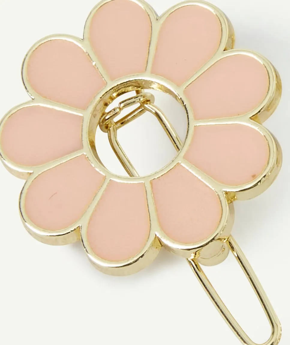 Lot de 3 barrettes fille avec fleurs couleur dorée rose et vert