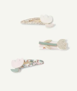Lot de 3 barrettes fleurs pailletées