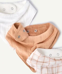 Lot de 3 bavoirs bandanas beige
