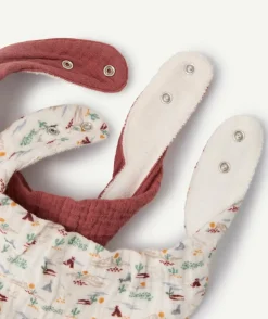 Lot de 2 bavoirs bébé garçon imprimé et bordeaux