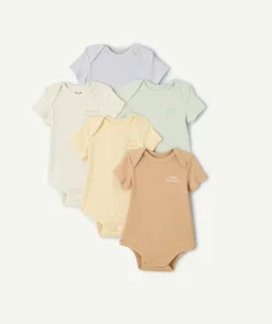 Lot de 5 bodies bébé en coton uni