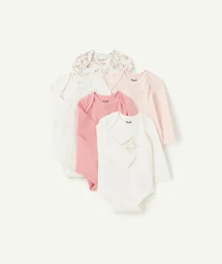 Lot de 5 bodies bébé fille blancs et roses