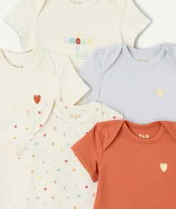 Lot de 5 bodies bébé fille coton imprimés