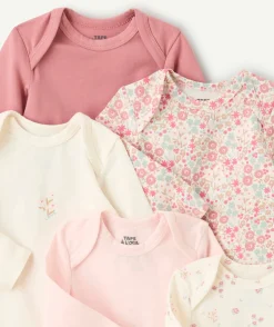 Lot de 5 bodies bébé fille imprimés