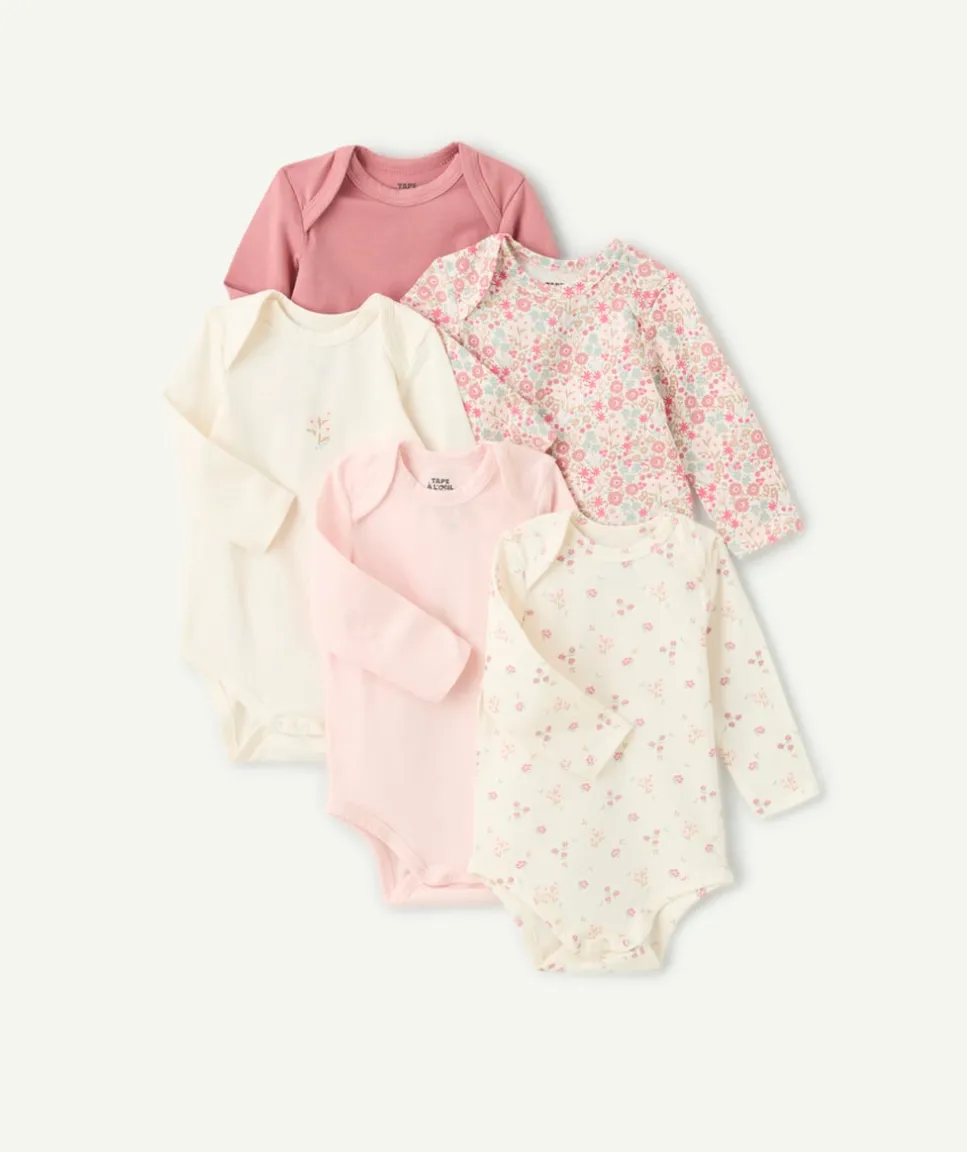 Lot de 5 bodies bébé fille imprimés