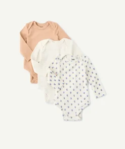 Lot de 3 bodies bébé fille imprimés et unis