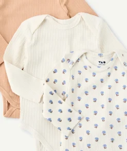Lot de 3 bodies bébé fille imprimés et unis