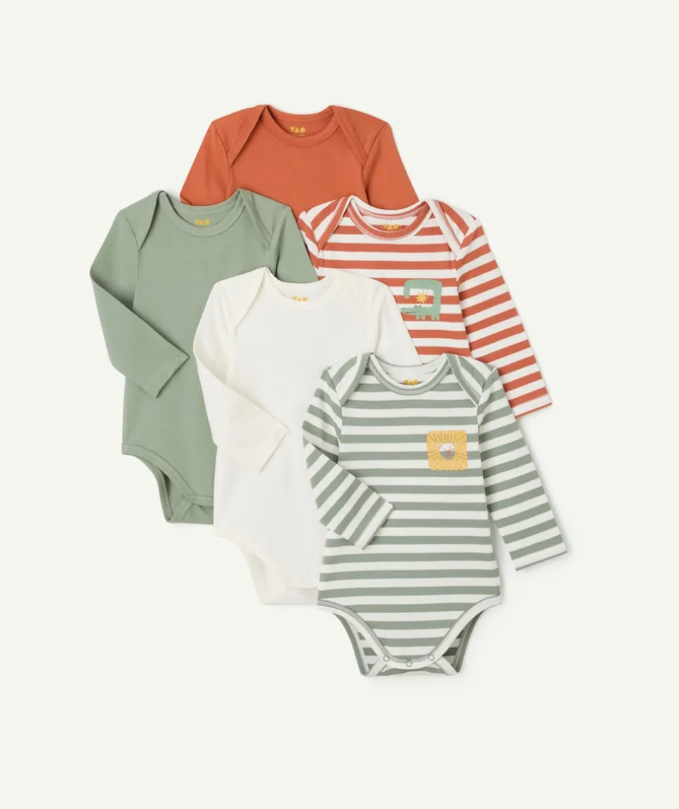 Lot de 5 bodies bébé garçon en coton biologique