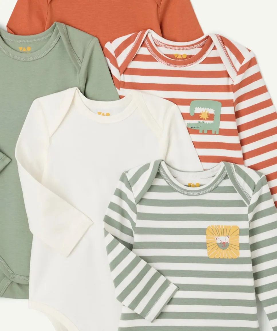 Lot de 5 bodies bébé garçon en coton biologique