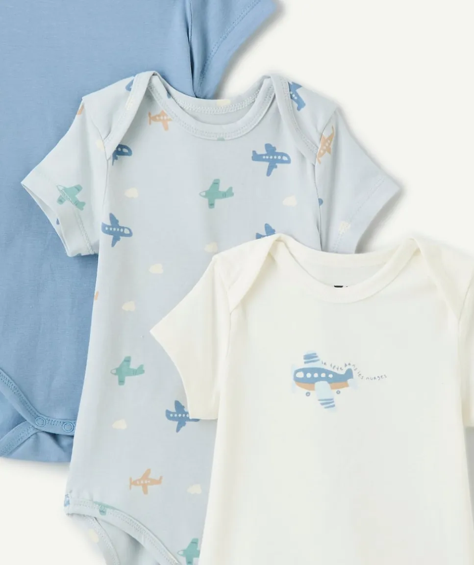 Lot de 3 bodies bébé garçon imprimé avion