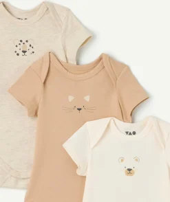 Lot de 3 bodies bébé garçon imprimés coton biologique