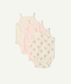 Lot de 3 bodies à bretelles bébé fille imprimés