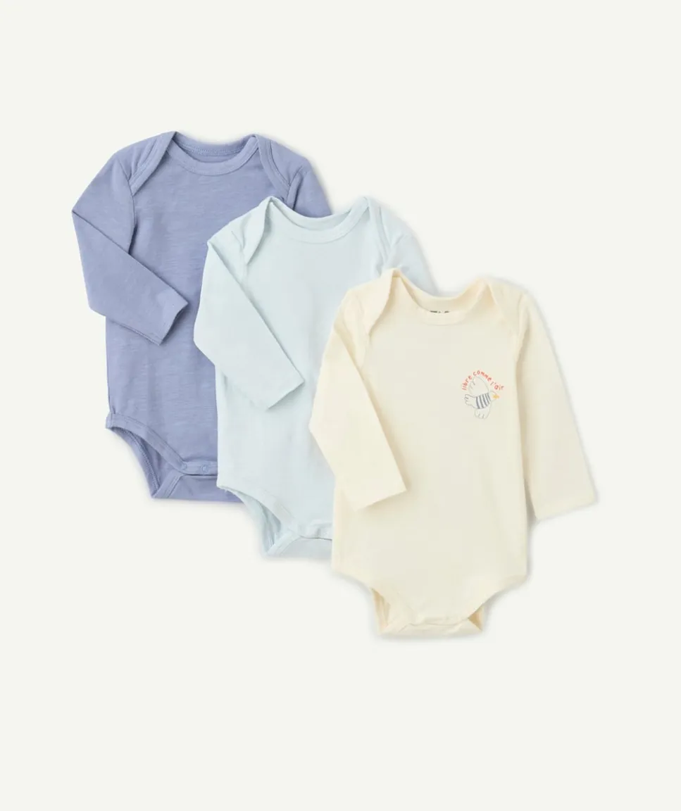 Lot de 3 bodies naissance garçon pastel imprimé