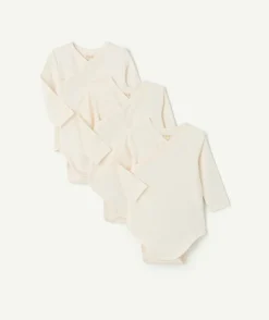 Lot de 3 bodies naissance mixte coton biologique écru