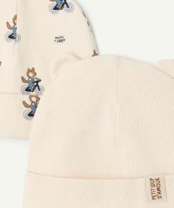 Lot de 2 bonnet naissance garçon imprimé