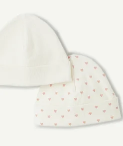 Lot de bonnets bébé fille blanc imprimé