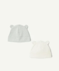 Lot de bonnets bébé garçon rayé et uni