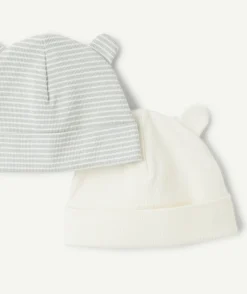 Lot de bonnets bébé garçon rayé et uni