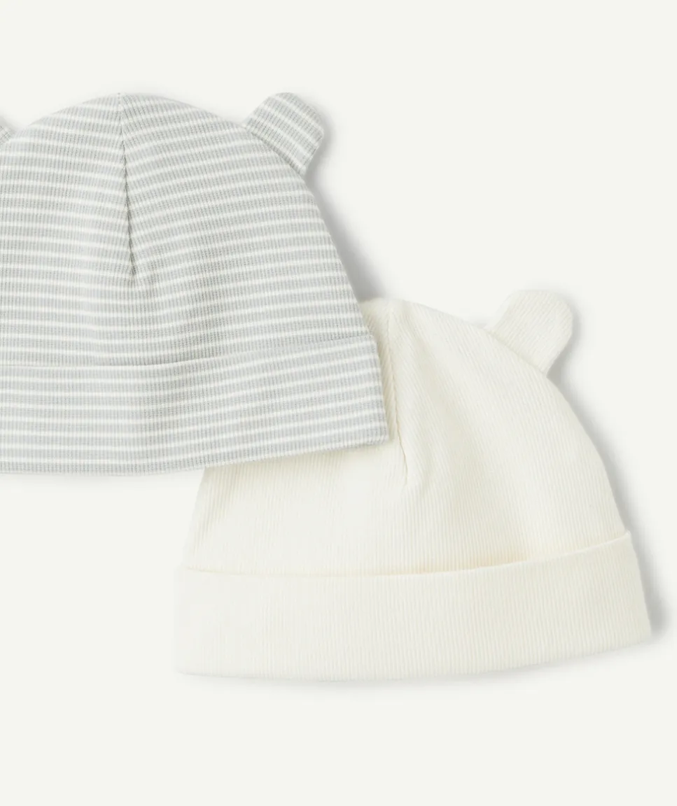 Lot de bonnets bébé garçon rayé et uni