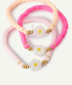 Lot de bracelets fille colorés avec fleur