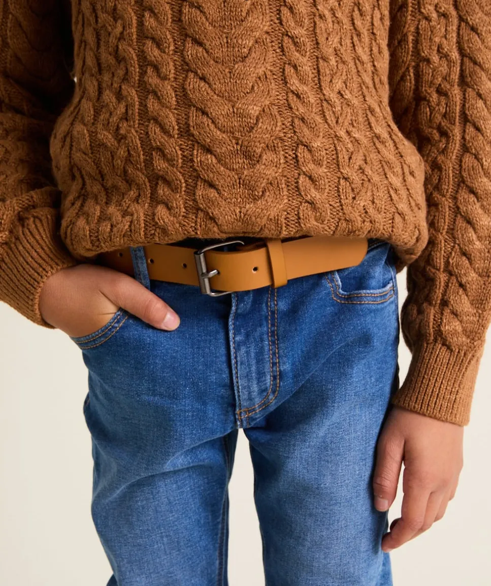 Lot de 2 ceintures garçon en fibres recyclées bleue et marron