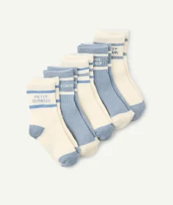 Lot de 5 chaussettes bébé bleues et blanches