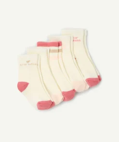 Lot de 5 chaussettes bébé fille imprimés rose et blanc