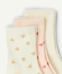 Lot de 3 chaussettes bébé fille imprimé coeurs