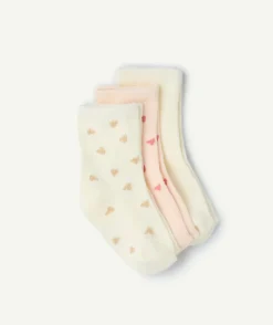 Lot de 3 chaussettes bébé fille imprimé coeurs