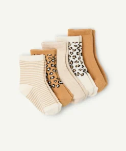 Lot de 5 chaussettes bébé fille imprimé léopard