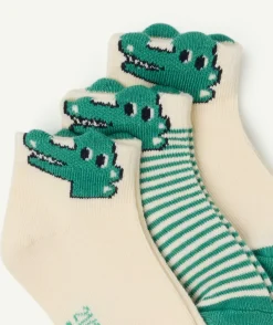 Lot de chaussettes bébé garçon coton imprimé crocodile