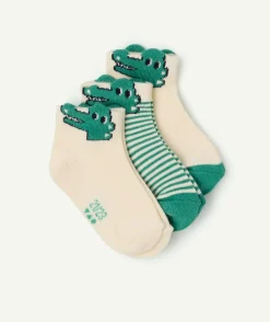 Lot de chaussettes bébé garçon coton imprimé crocodile