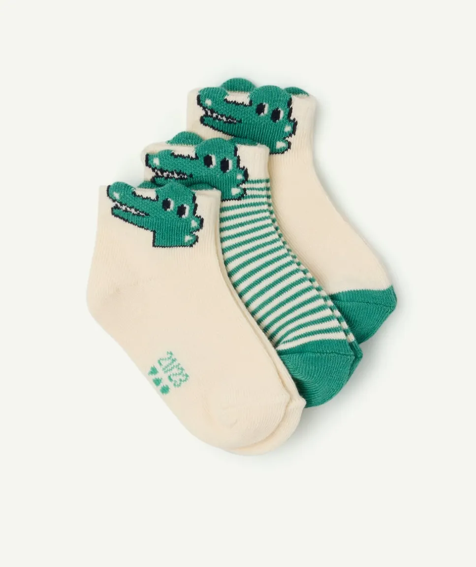Lot de chaussettes bébé garçon coton imprimé crocodile