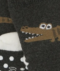 Lot de chaussettes bébé garçon grises avec crocodiles