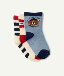 Lot de chaussettes bébé garçon motif ours et rayures