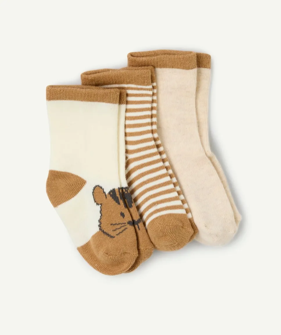 Lot de chaussettes bébé garçon tons marron et beige