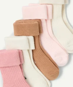 Lot de 5 chaussettes de naissance pour fille avec revers