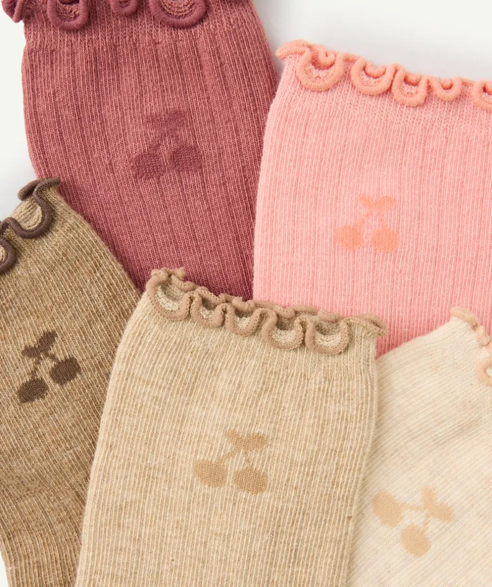 Lot de 5 chaussettes fille motif cerise