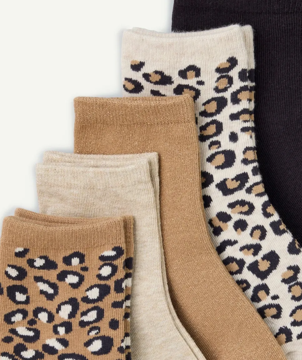 Lot de 5 chaussettes imprimé léopard