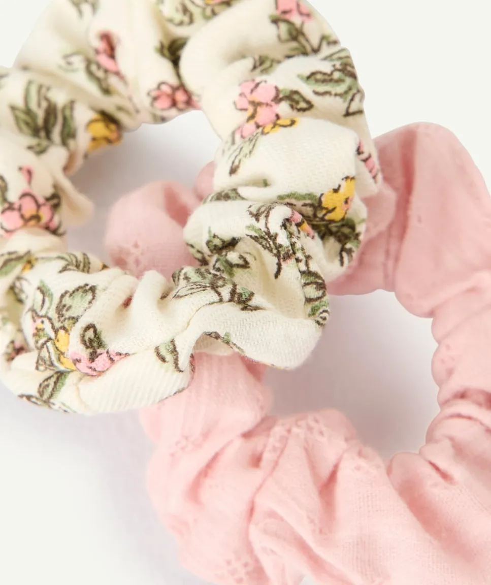 Lot de 2 chouchous imprimé floral et rose bébé fille