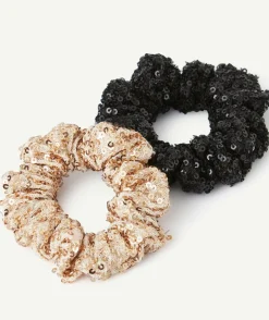Lot de chouchous sequins noir doré fille