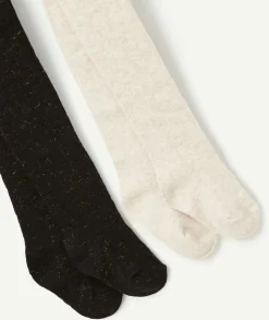 Lot de collants bébé fille blanc et chiné