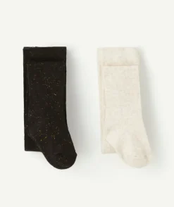 Lot de collants bébé fille blanc et chiné