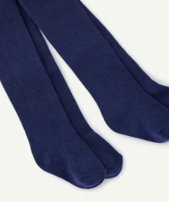 Lot de 2 collants bébé fille en coton bio bleu marine