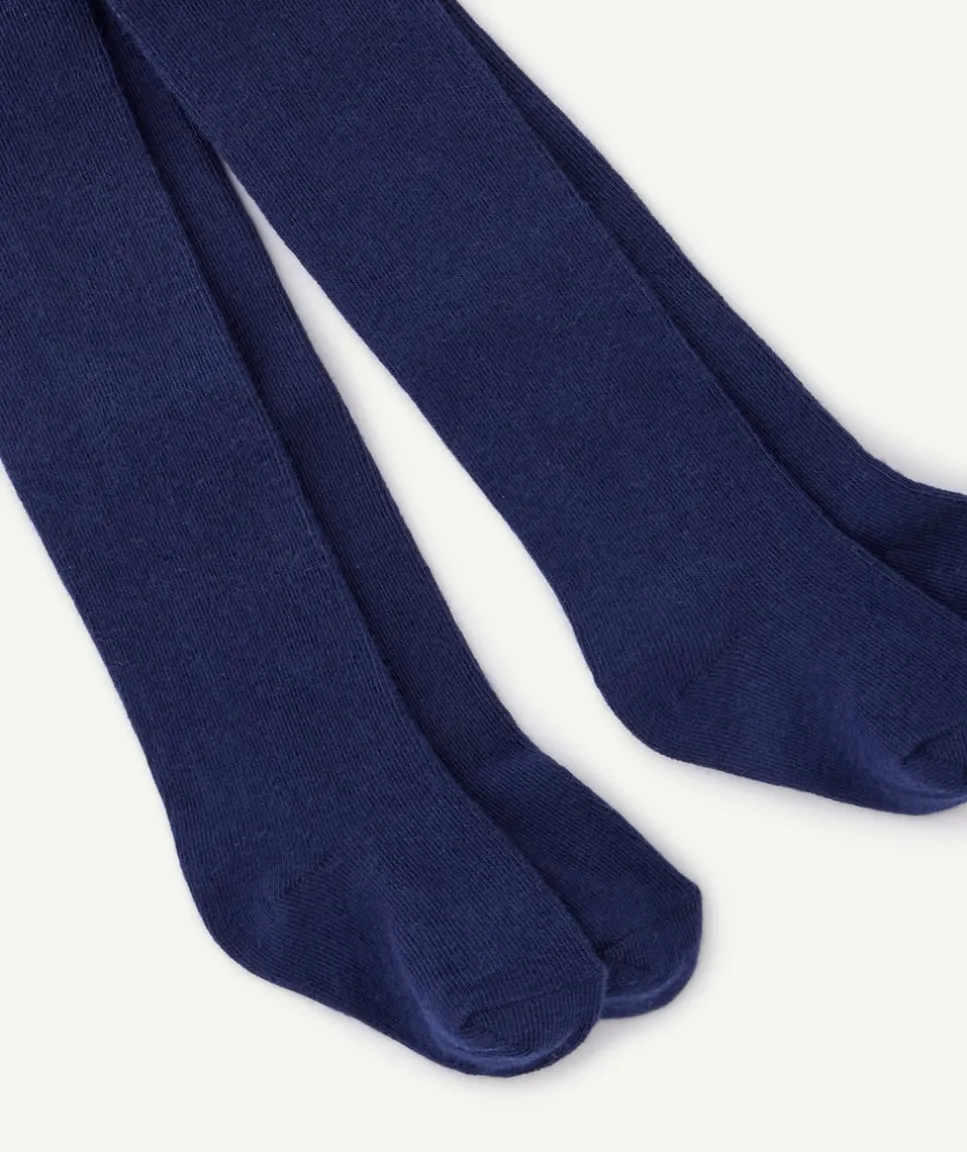 Lot de 2 collants bébé fille en coton bio bleu marine