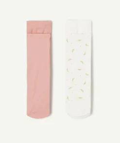 Lot de 2 collants fille motifs et uni
